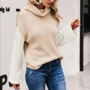 colorblock high neck sweater